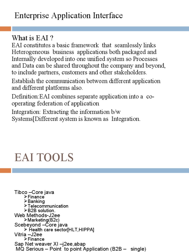Enterprise Application Interface: What Is EAI ? | PDF