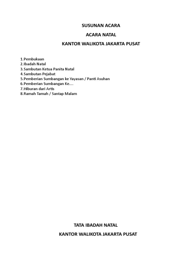 Susunan Acara Natal