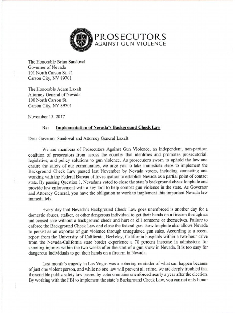 Letter Re Background Check Law | PDF