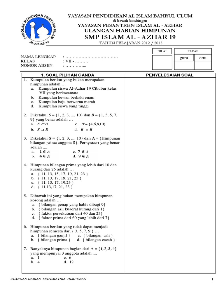 143116537 Latihan Soal Himpunan Pdf