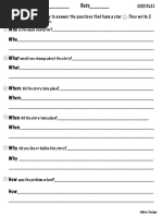 Who Who: Directions: Use The Story To Answer The Questions That Have A Star - Then Write 2 of of Your Own Questions