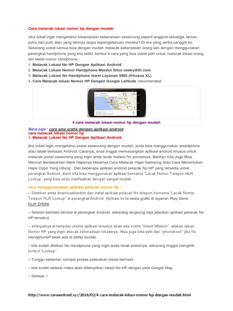 Cara Melacak Lokasi Nomor Hp Dengan Mudah