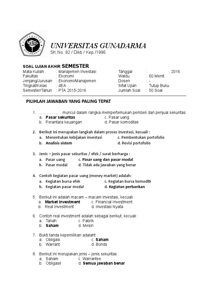 Soal Uas M Investasi