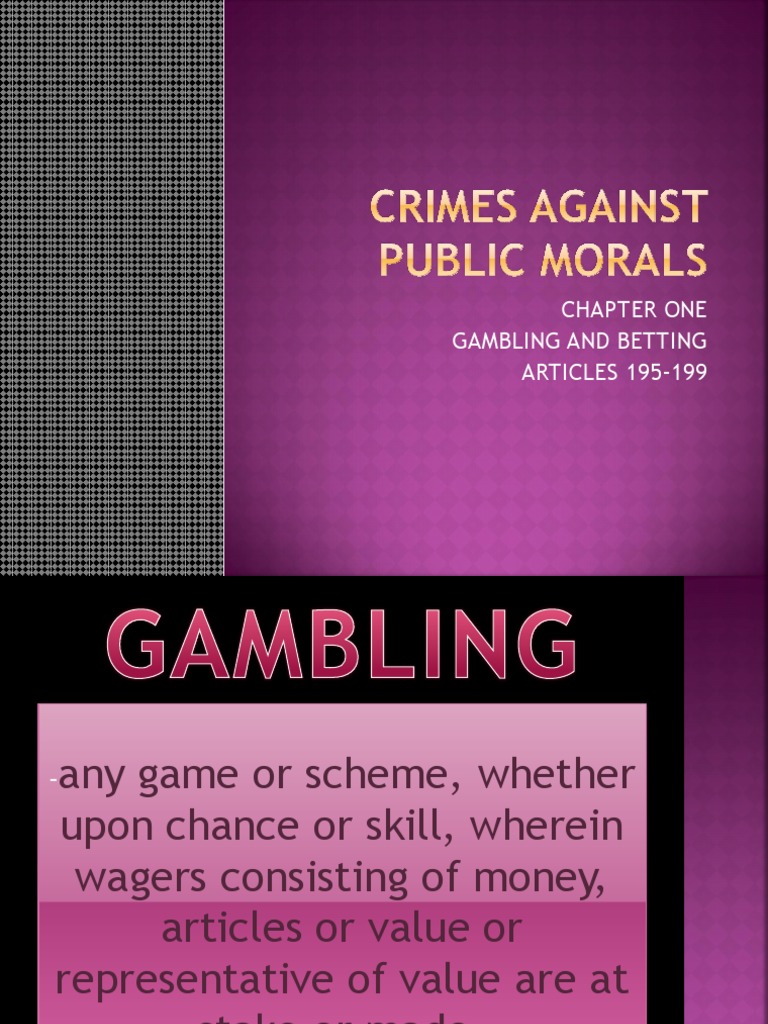 Chapter One Gambling and Betting ARTICLES 195199 PDF Gambling