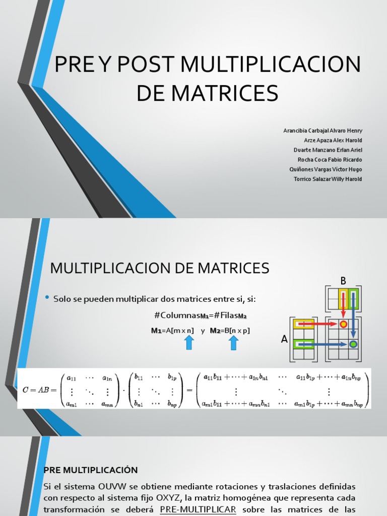 Multiplicación de Matrices: Pre y Post | PDF | Rotación | Matriz ...