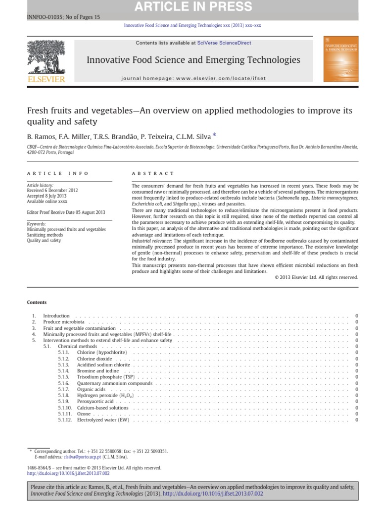 Innovative Food Science and Emerging Technologies: B. Ramos, F.A ...