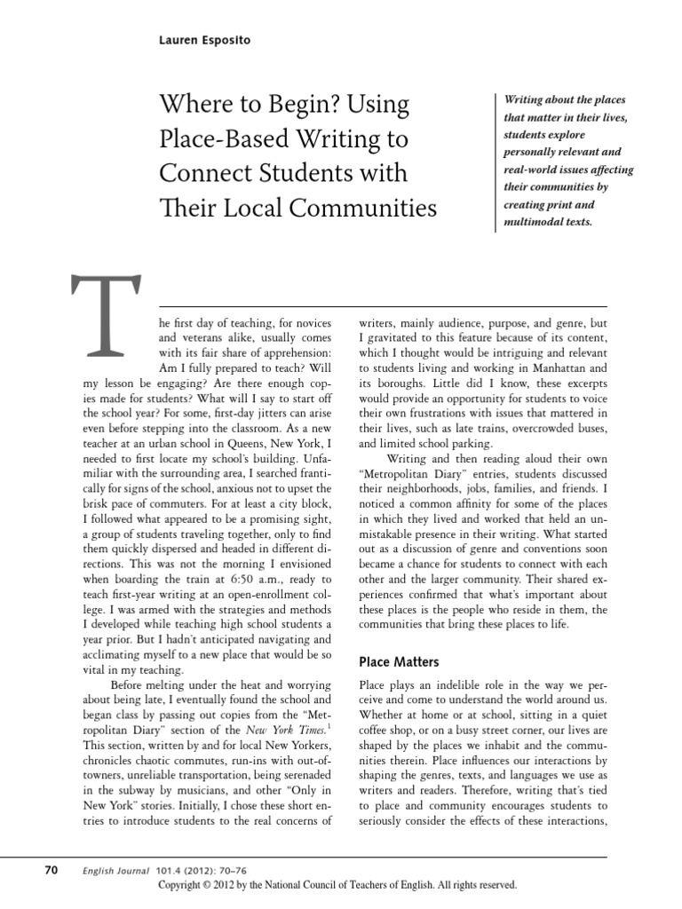Place-Based Writing | PDF | Suburb | Communication
