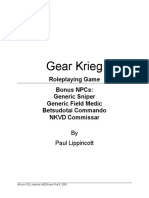 Gear Krieg: Roleplaying Game Bonus NPCS: Generic Sniper Generic Field Medic Betsudotai Commando NKVD Commissar