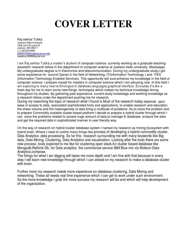 Cover Letter | PDF | Databases | Computer Science
