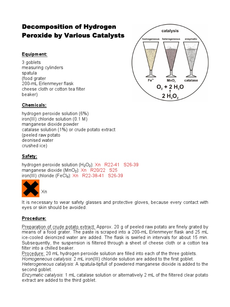 of Hydrogen Peroxide by Various Catalysts PDF