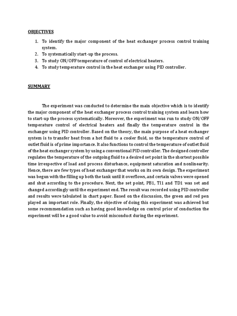 Lab Report Heat Exchanger | PDF | Control Theory | Heat Exchanger