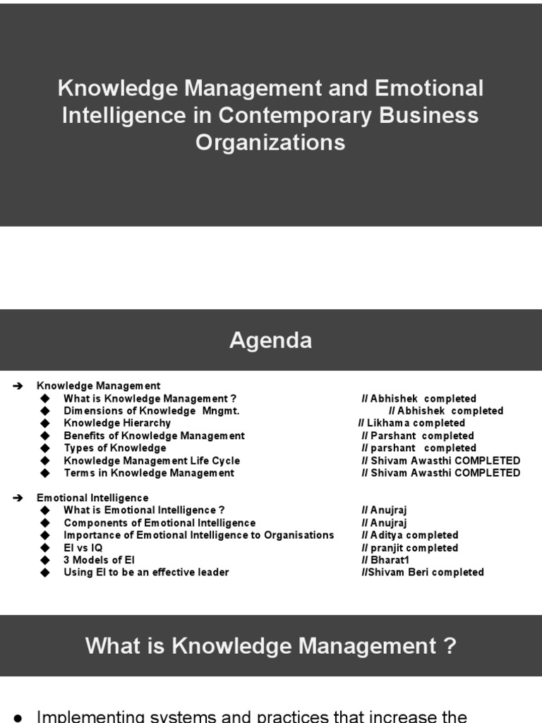 Morb Ppt Emotional Intelligence Knowledge Management