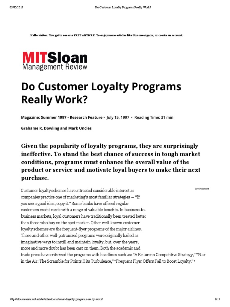 Do Customer Loyalty Programs Really Work | PDF | Loyalty Program ...