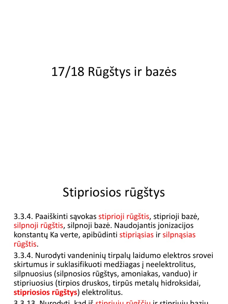 17 18 Rūgštys Ir Bazės. Rūgštys | PDF