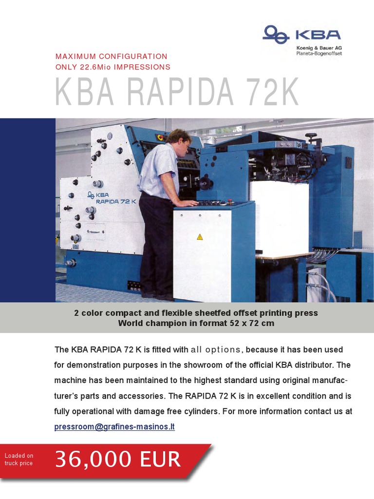 KBA Rapida 72K Web | PDF | Manufactured Goods | Mechanical Engineering
