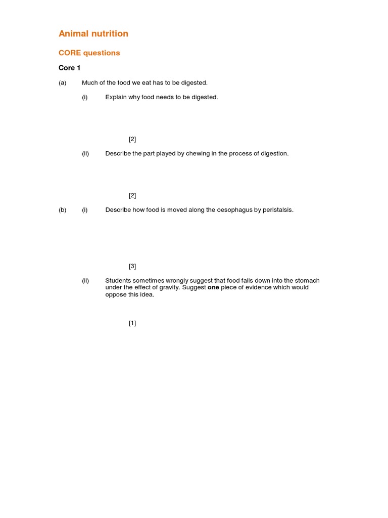 Igcse Biology Animal Nutrition Questions Runners High Nutrition