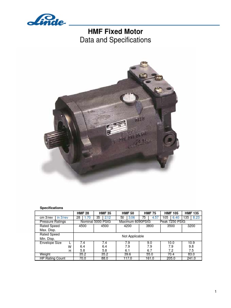 HMF Fixed Motor Specifications and Features | PDF | Valve | Piston