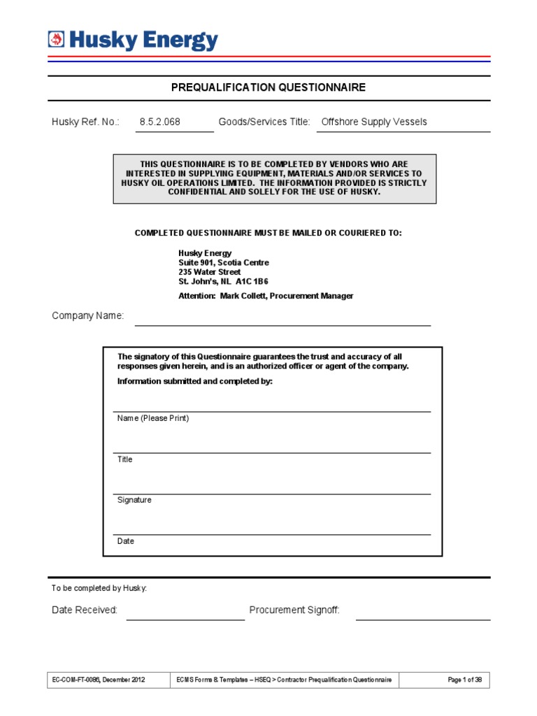 Husky Energy HES PQ PDF | PDF | Risk Assessment | Risk Management