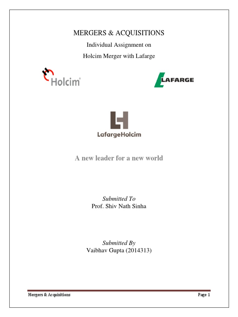 272493749 Individual Assignment Holcim Lafarge Pdf Mergers And Acquisitions Business Economics