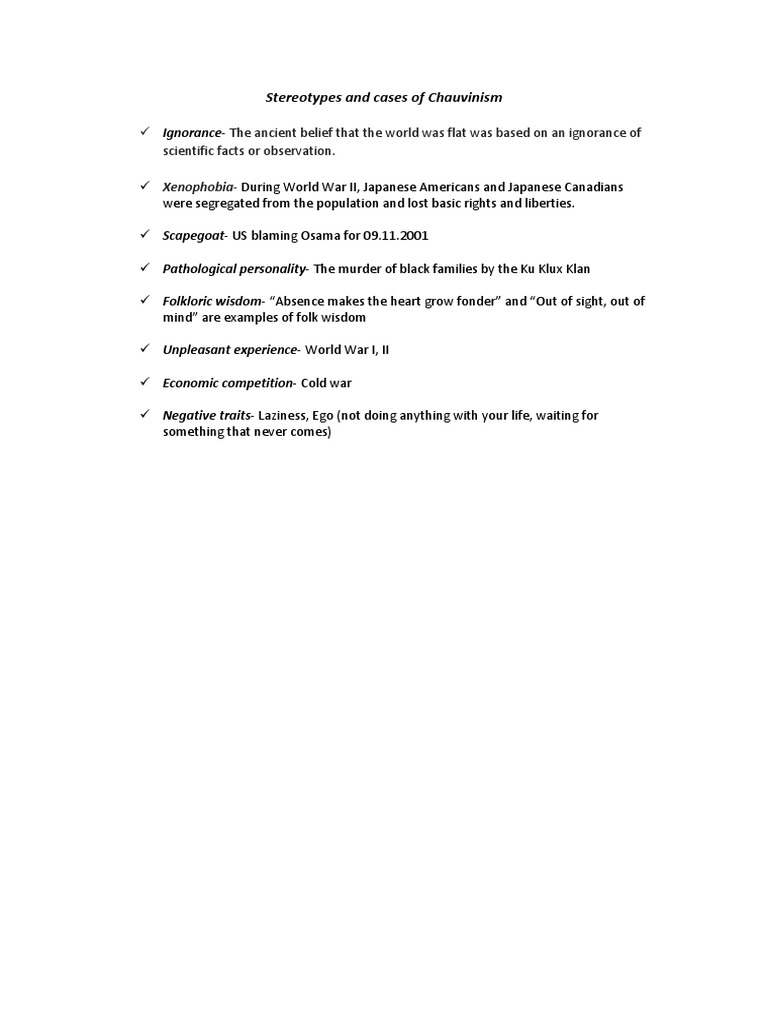 Stereotypes and Cases of Chauvinism PDF