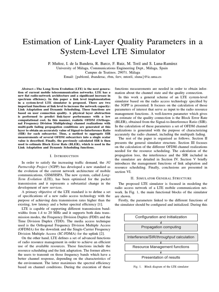 LTE Link-Layer Quality Estimation | PDF | Orthogonal Frequency Division ...
