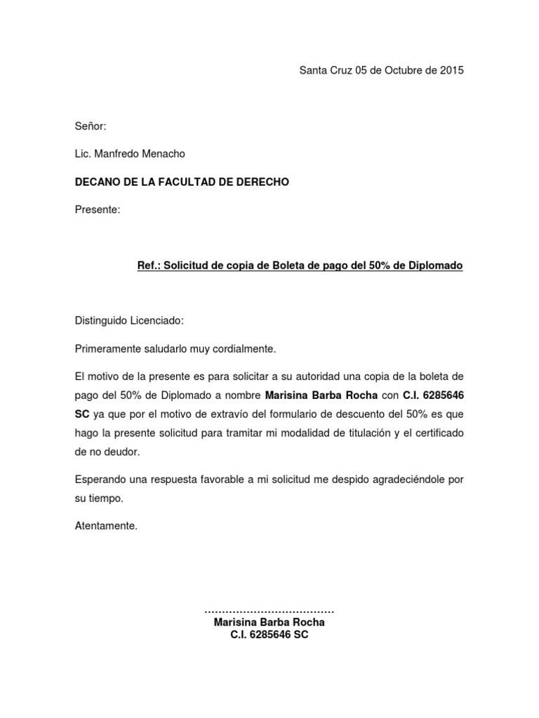 Solicitud de Copia de Boleta de Pago Del 50% de Diplomado