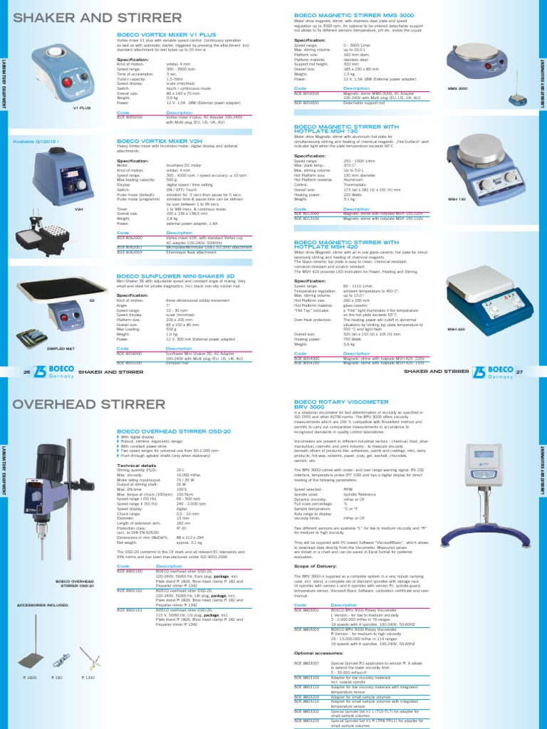 Shaker Rotator Vortex Boeco | PDF | Timer | Temperature