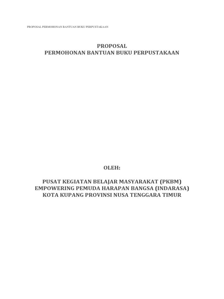 Contoh Proposal Permohonan Bantuan Buku Perpustakaan