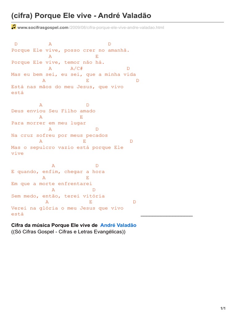 Cifra Porque Ele Vive André Valadão PDF