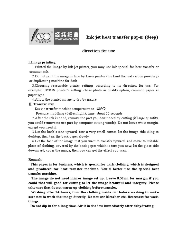 Heat transfer paper for dark pdf