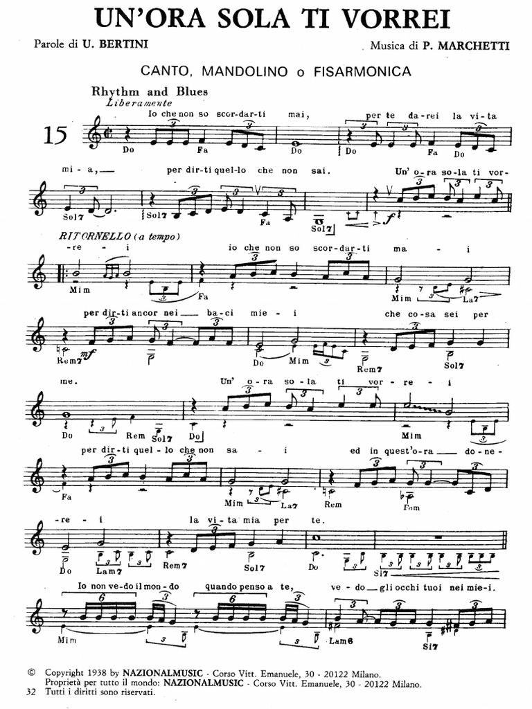 Un Ora Sola Ti Vorrei Cantante Originale