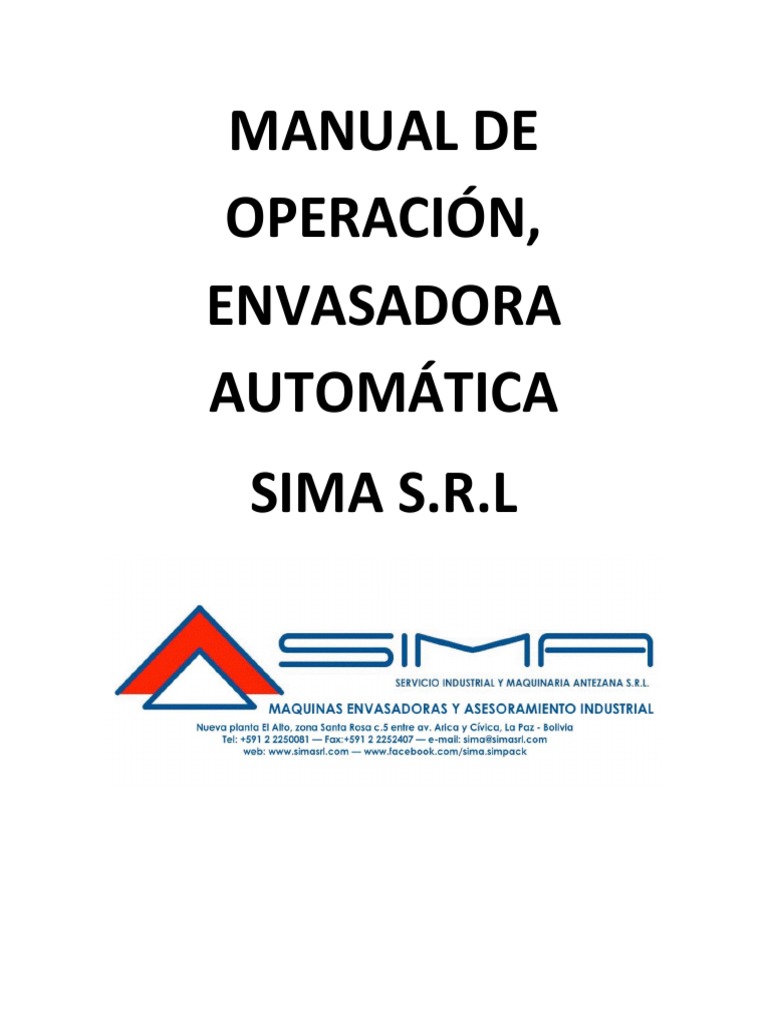 Manual de Operación Envasadora Automática PDF Informática y tecnología de la información