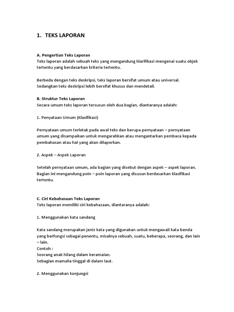 Contoh Laporan Teks Percobaan Aneka Macam Contoh