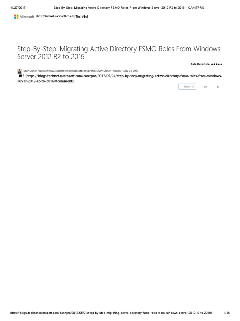 Step-By-Step - Migrating Active Directory FSMO Roles From Windows ...