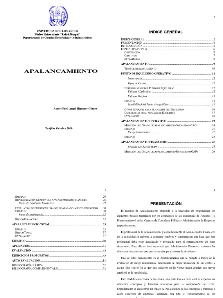 Tipos de Apalancamiento y Ejemplos - Output | PDF | Apalancamiento ...