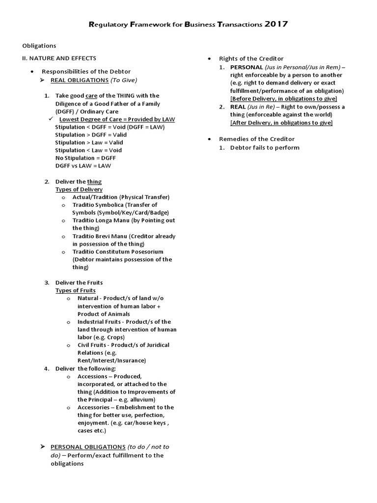 R F B T (Jus in Personal/Jus in Rem) PDF Private Law Government