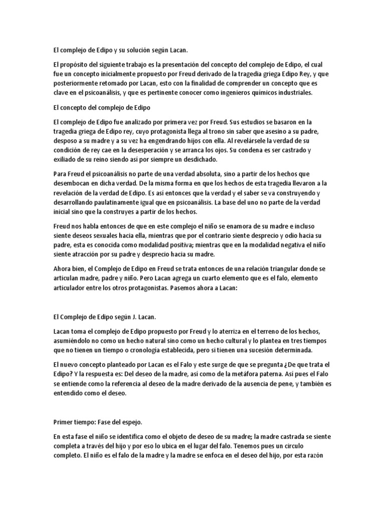 Edipo y su interpretación en Lacan | PDF | Complejo de Edipo | Jacques ...