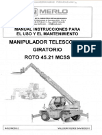 Manual Uso Mantencion Manipulador Telescopico Giratorio Roto 45 21 Mcss Merlos PDF