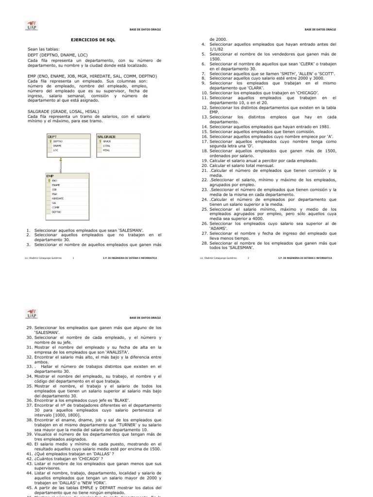 Sql Oracle Select Exercice