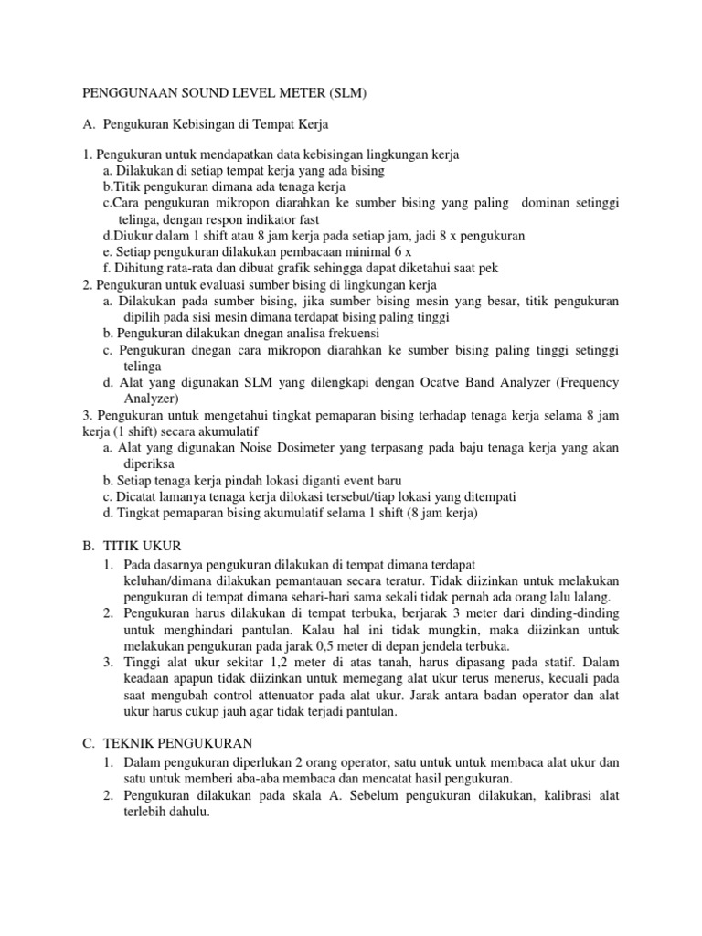 Penggunaan Sound Level Meter di K3 | PDF