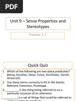 Sematics Unit 9 - PT 1-Sense Properties and Stereotypes