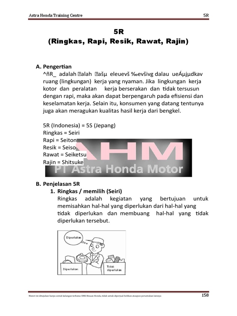 Penerapan Metode 5R di Bengkel Honda | PDF