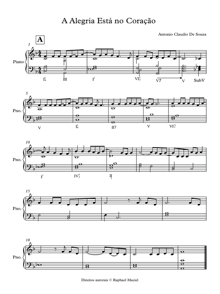 A Alegria Está No Coração - Partitura Completa | PDF | Phonologie ...