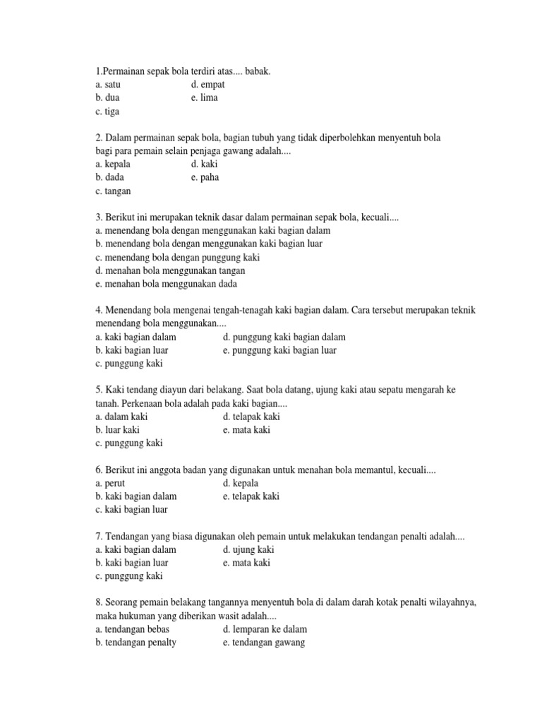 Uas Penjas Kelas 10 Pdf