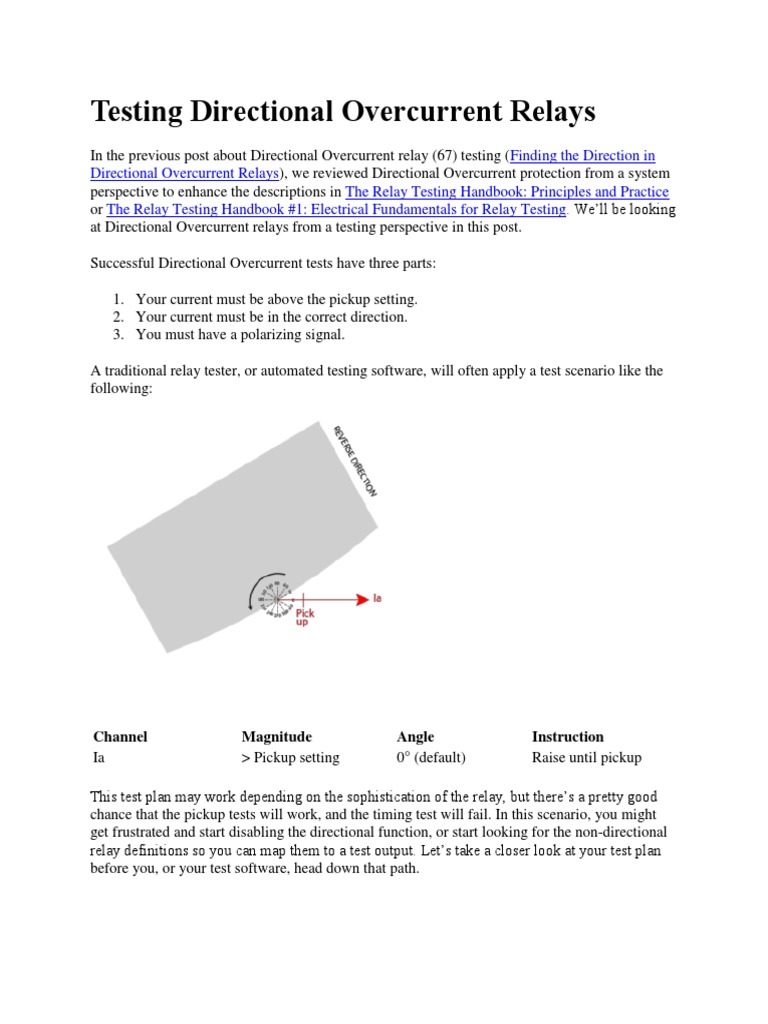 Testing Directional Overcurrent Relays | PDF | Relay | Engineering