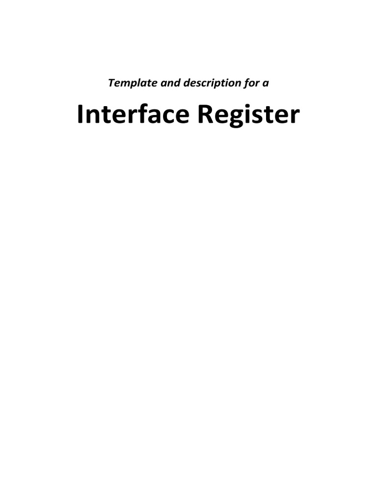Interface Register Interface Project Management