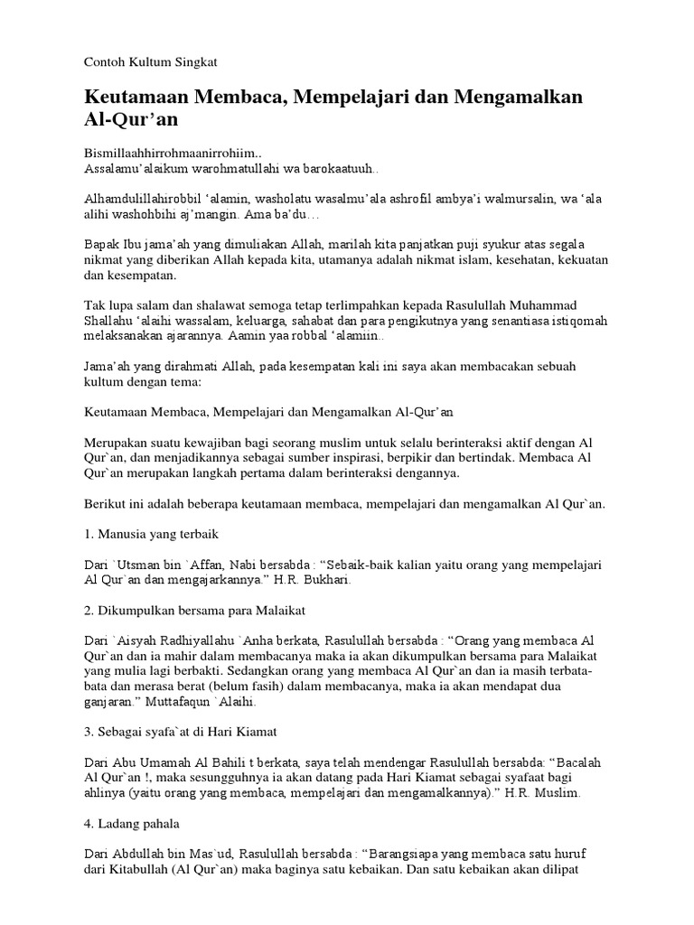 Contoh Kultum Tentang Ibu Aneka Macam Contoh