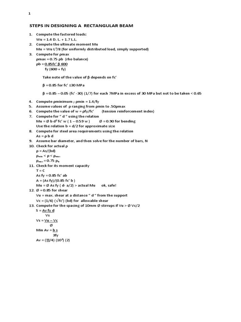 Step-by-Step Rectangular Beam Design | PDF | Bending | Strength Of ...