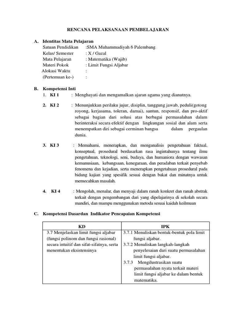 Limit Fungsi Aljabar