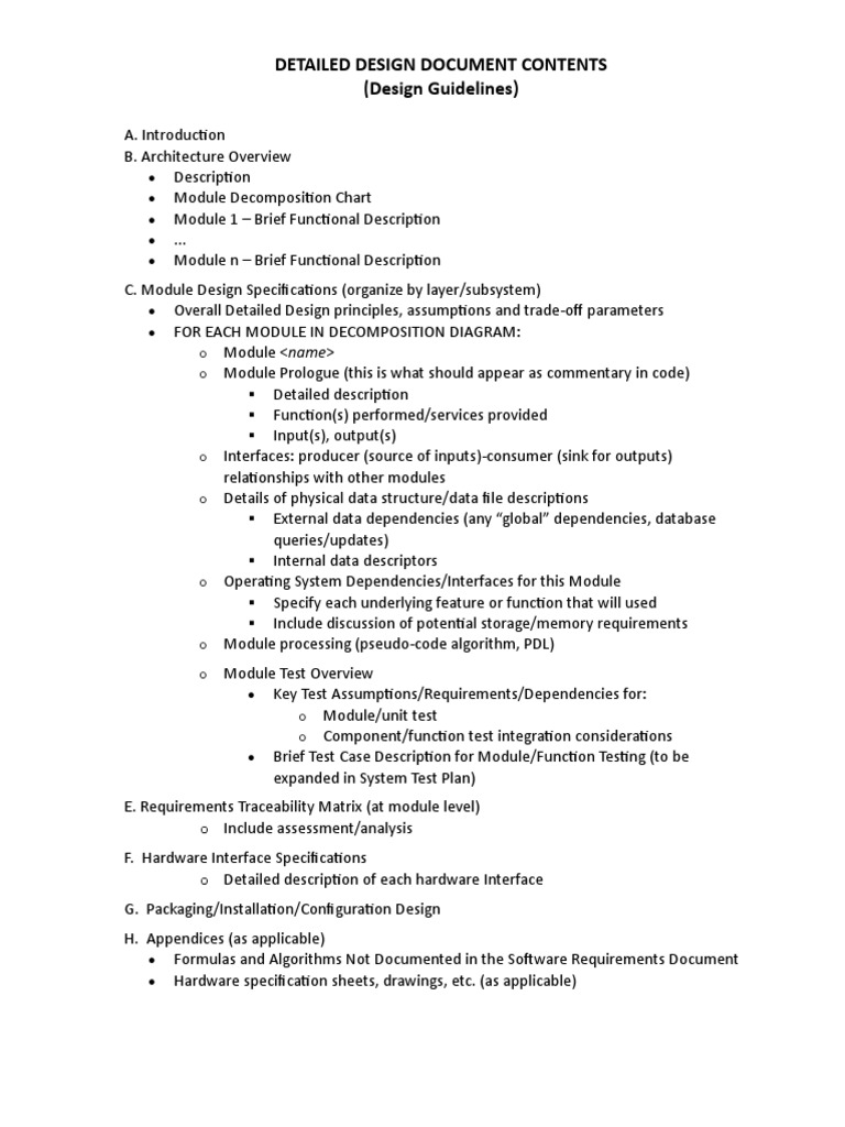 Example Detailed Design Document Content | PDF | Modular Programming ...